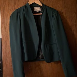 Forrest green blazer. Two front pockets.